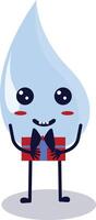 Cute Happy Water Drop Character Isolated on White Background. Flat Cartoon Illustration. vector