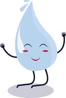 Cute Happy Water Drop Character Isolated on White Background. Flat Cartoon Illustration. vector