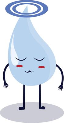 Cute Happy Water Drop Character Isolated on White Background. Flat Cartoon Illustration.