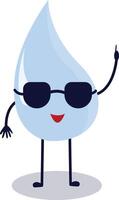 Cute Happy Water Drop Character Isolated on White Background. Flat Cartoon Illustration. vector