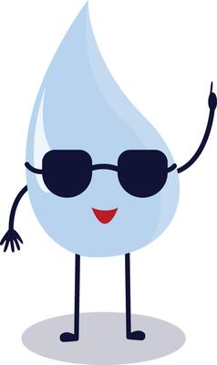 Cute Happy Water Drop Character Isolated on White Background. Flat Cartoon Illustration.