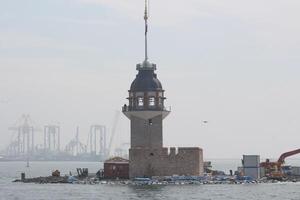 tower of girl in istanbul , turkey in middle of sea with cloudy sky photo
