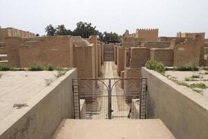 Ishtar gate in Babylon in iraq , ancient ruins photo