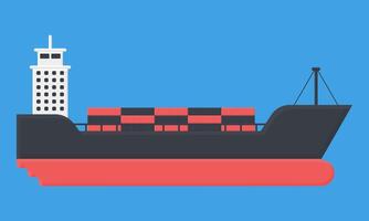 Logistics Container Ship Illustration. Goods Distribution Delivery Ship Design. Container Delivery Services. vector