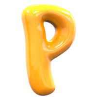 P Font Yellow Color 3D Rendering png