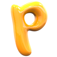 p Font Yellow Color 3D Render png