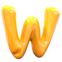 W Font Yellow Color 3D Rendering png