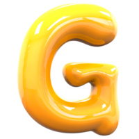 G Font Yellow Color 3D Rendering png