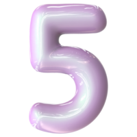 5 Number Pink Color 3D Render png