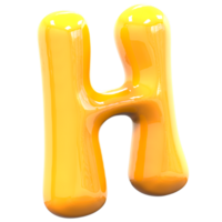H Font Yellow Color 3D Rendering png