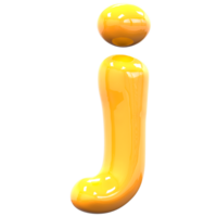 j Font Yellow Color 3D Render png