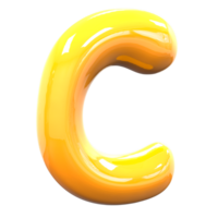 C Font Yellow Color 3D Rendering png