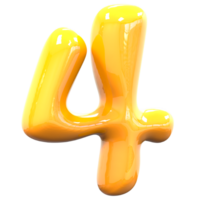 4 Number Yellow Color 3D Rendering png