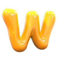 w Font Yellow Color 3D Render png