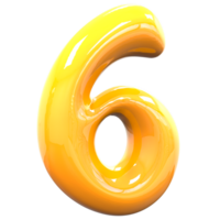 6 Number Yellow Color 3D Rendering png