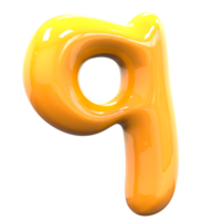 q Font Yellow Color 3D Render png