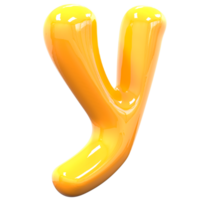 y Font Yellow Color 3D Render png