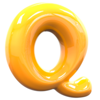 Q Font Yellow Color 3D Rendering png