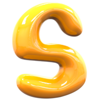 S Font Yellow Color 3D Rendering png