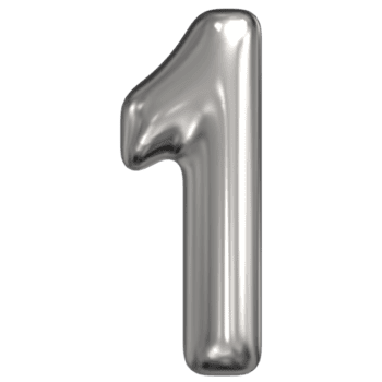3d Renderização do número 1 prata png