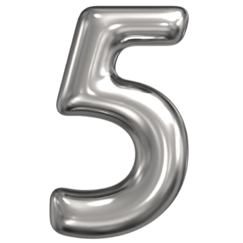 3d Renderização do número 5 prata png