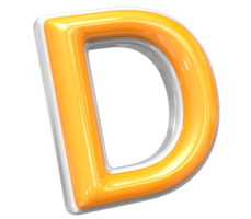 3D Rendering Of Font D With White And Yellow Color png