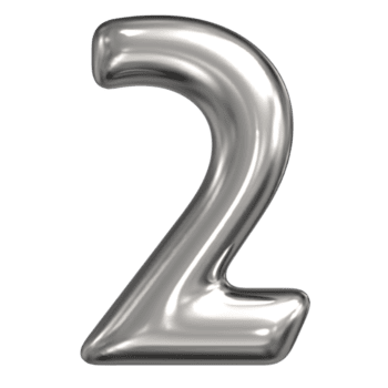 3d Renderização do número 2 prata png