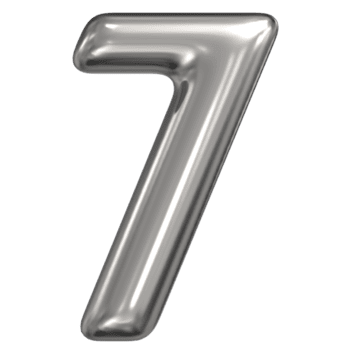 3d Renderização do número 7 prata png
