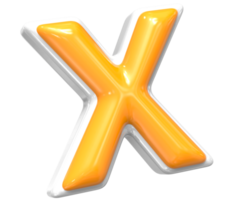 3D Render Of Font x With White And Yellow Color png