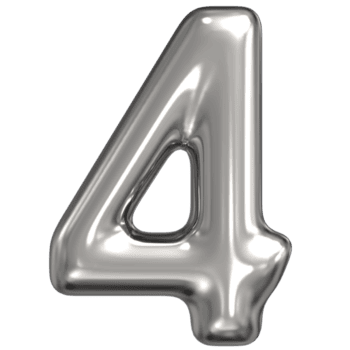 3d Renderização do número 4 prata png