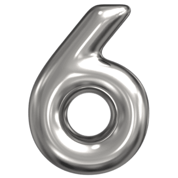 3d Renderização do número 6 prata png