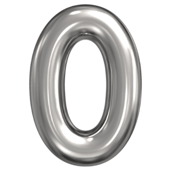 3d Renderização do número 0 0 prata png