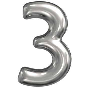 3d Renderização do número 3 prata png