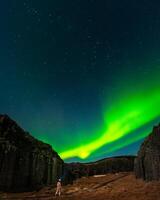 Beautiful nature at Dwarf Crags Dverghamrar in south Iceland. Basalt formations in Dverghamrar in Iceland photo