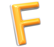 3D Rendering Of Font F With White And Yellow Color png
