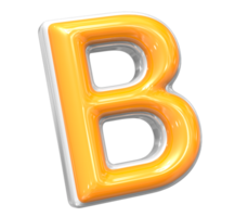 3D Rendering Of Font B With White And Yellow Color png