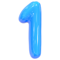 Balloon Number 1 Blue Color 3D Render png
