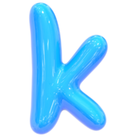 Balloon Font k Blue Color 3D Render png