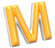 3D Rendering Of Font M With White And Yellow Color png