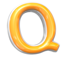 3D Rendering Of Font Q With White And Yellow Color png