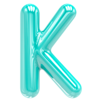 Font K Turquoise Color 3D Render png