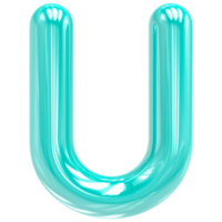 Font U Turquoise Color 3D Render png