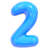Balloon Number 2 Blue Color 3D Render png