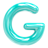 Font G Turquoise Color 3D Render png