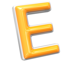 3D Rendering Of Font E With White And Yellow Color png
