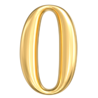 3D rendering of number 0 gold png