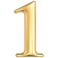 3D rendering of number 1 gold png