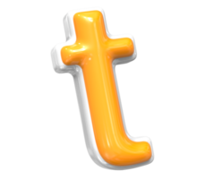 3D Render Of Font t With White And Yellow Color png