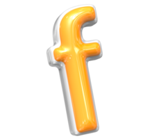 3d render do Fonte f com branco e amarelo cor png