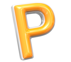 3D Rendering Of Font P With White And Yellow Color png